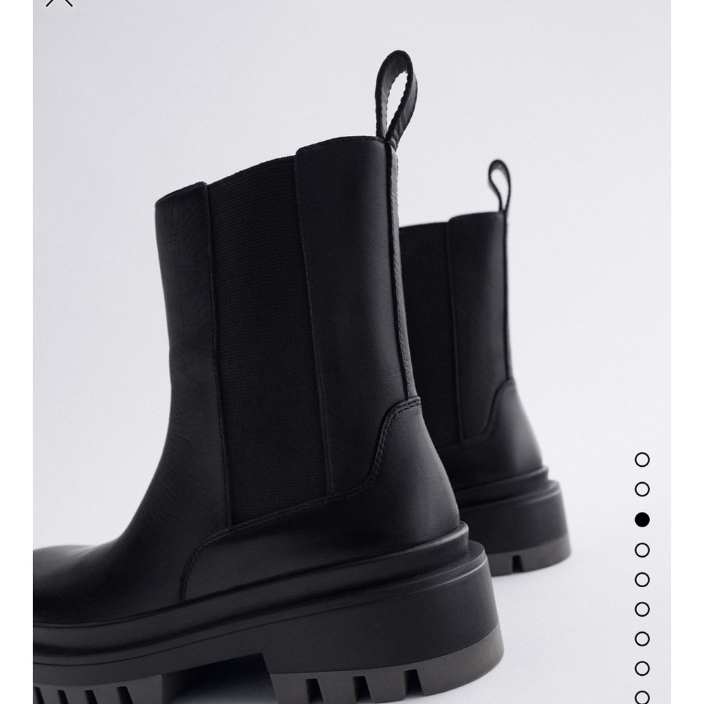 Zara lug sole low heel leather ankle boots - Picture 3 of 11